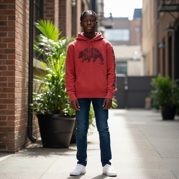 The North Face Brick Red Bear Hoodie - Picture 2 of 11